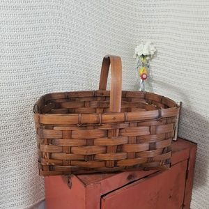 Woven wicker farmhouse rustic boho anthro basket
